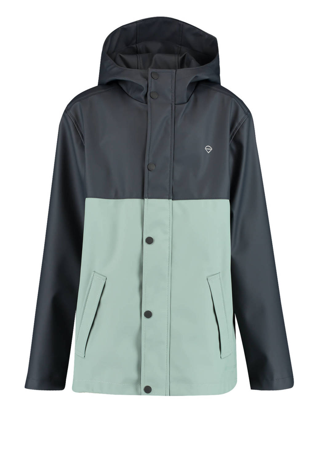 America Today unisex regenjas Jace JR donkerblauw/mintgroen