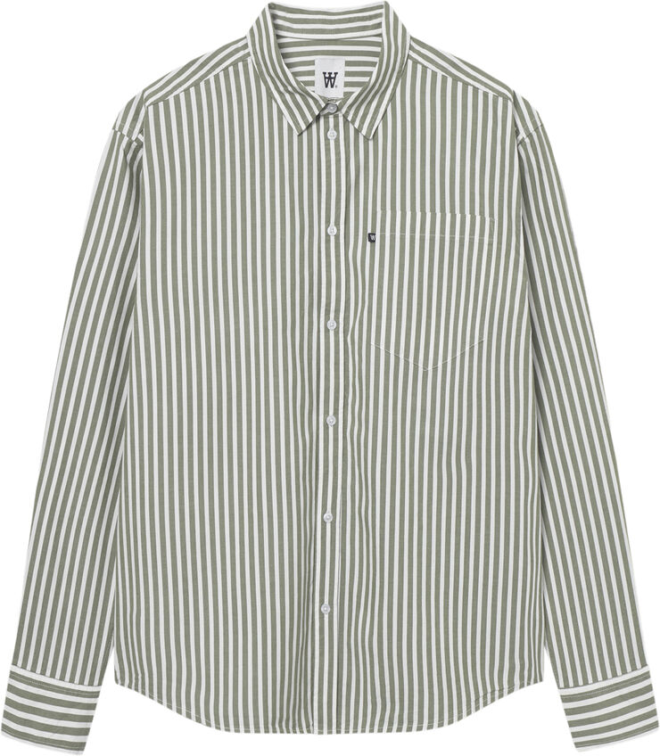 Wood Wood WWDay Striped Shirt Off-white/green stripes