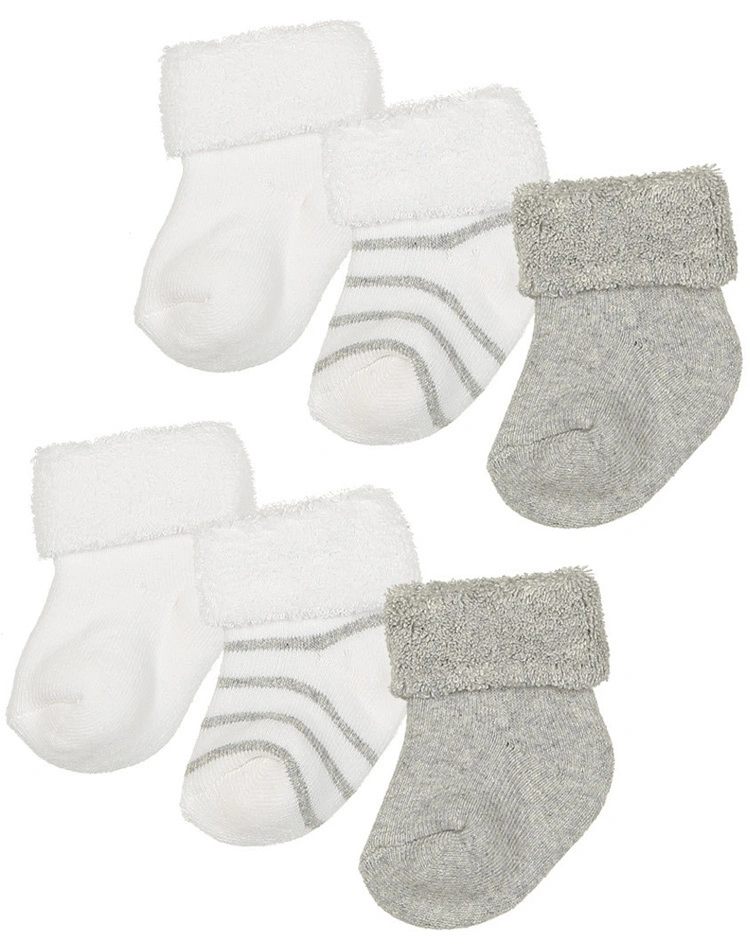Erstlings-Socken SOFT FROTTEE 6r-Pack in hellgrau/weiß