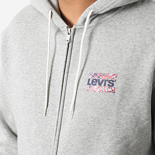 Sweat Zippé Capuche 38717 Gris Chiné