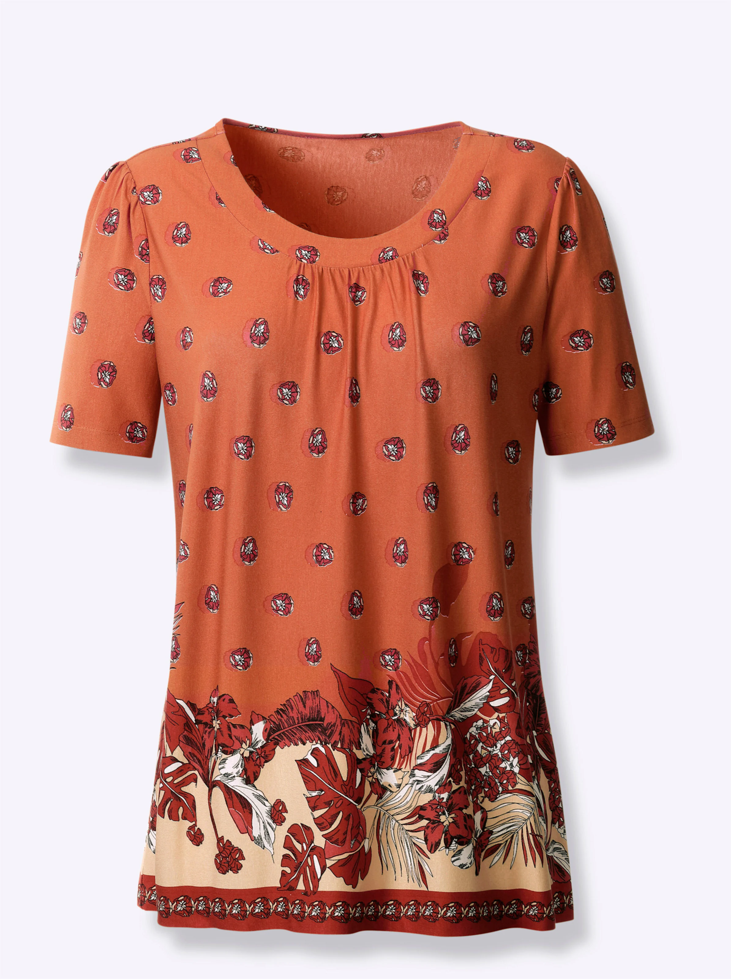 Tunikashirt in papaya-bedruckt