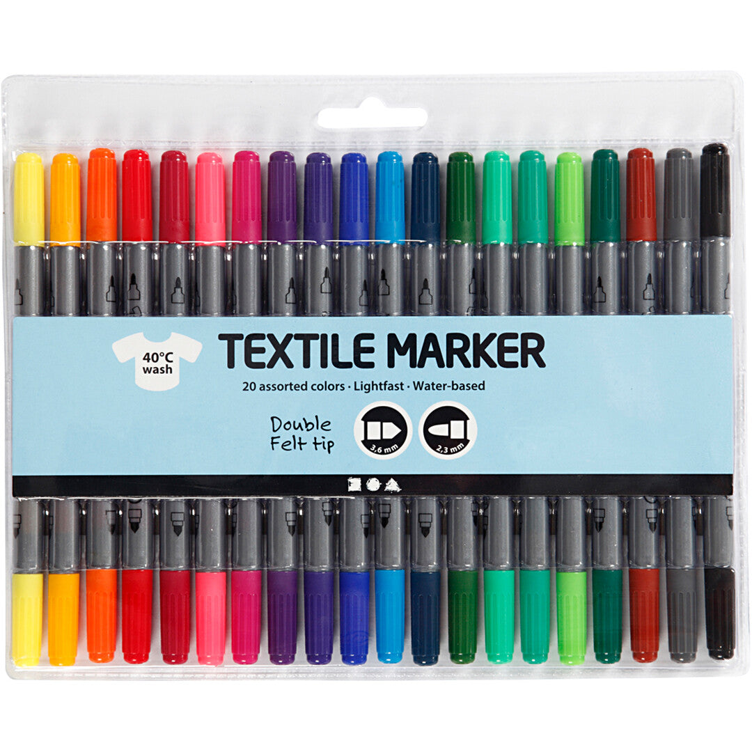Creativ company dubbelzijdige textielstiften - 20st
