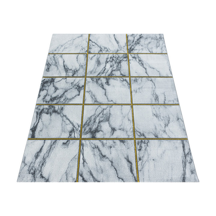 Modern vloerkleed - Marble Box Grijs/Goud | Topper
