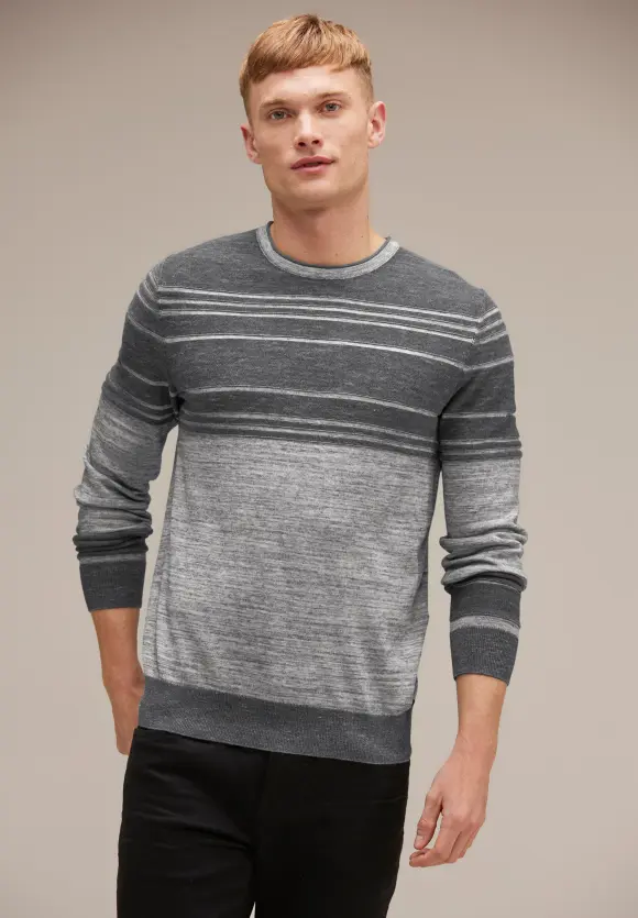 Zweifarbiger Strickpullover - stone grey melange