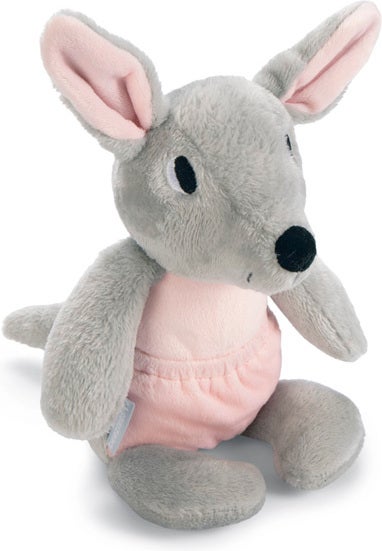 Beeztees hondenspeelgoed knuffel kangoeroe Ravi puppy grijs 31 x 16 x 16 cm