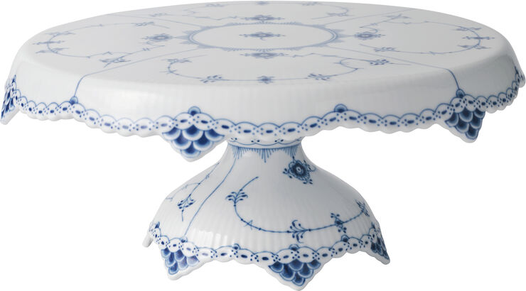 Royal Copenhagen Musselmalet Halvblonde 28 cm. fad på fod Hvid, blå