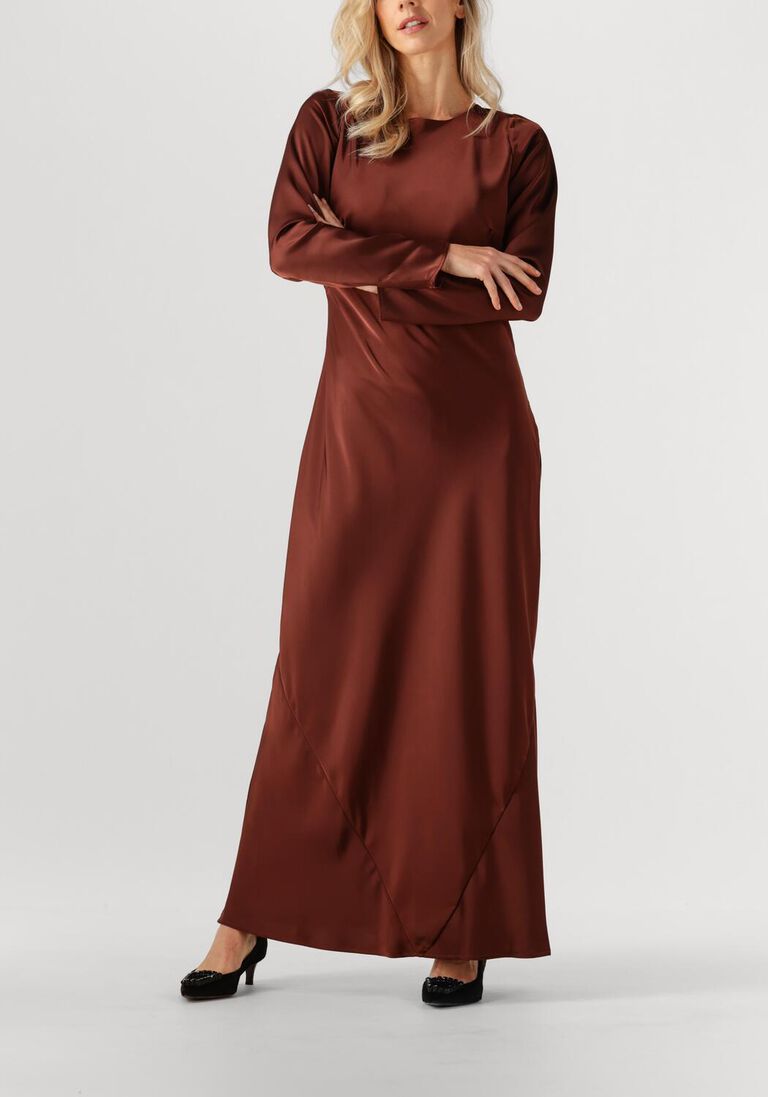 bruine co'couture midi jurk safiracc waterfall back dress