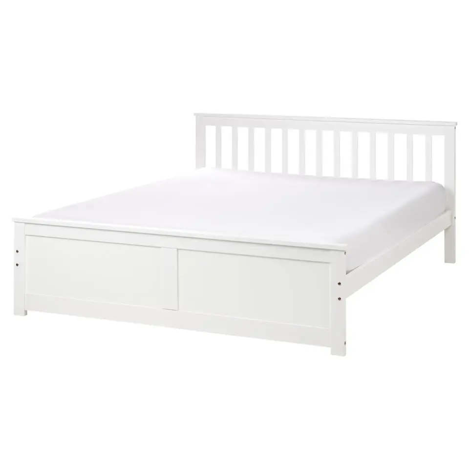 OLENDON - Tweepersoonsbed - Wit - 160 x 200 cm - Dennenhout