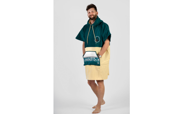 Wave Hawaii Cotton Velours Petrol Unisex Poncho