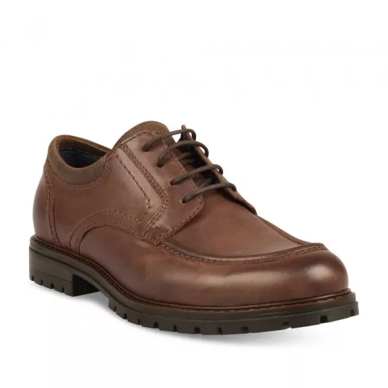 Derbies MARRON DENIM SIDE CUIR