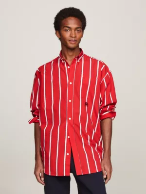 Camisa Clássica com Listras e Brasão