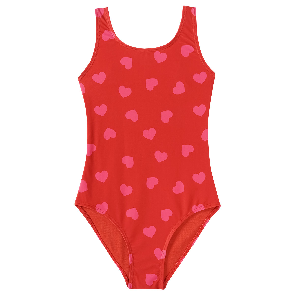 Famy Mädchen Badeanzug mit Herz-Allover rot