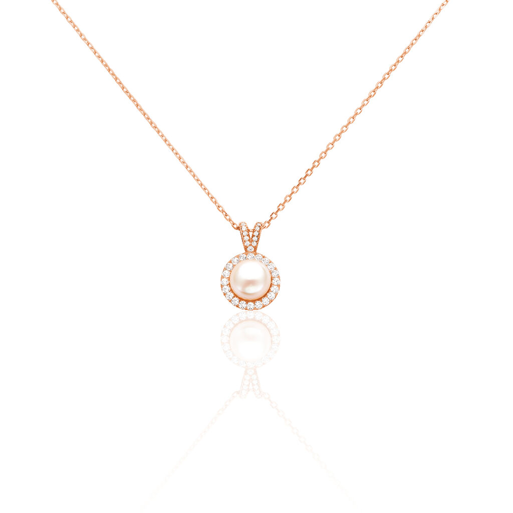 Collier Olivia Argent Rose Perle De Culture Et Oxyde De Zirconium