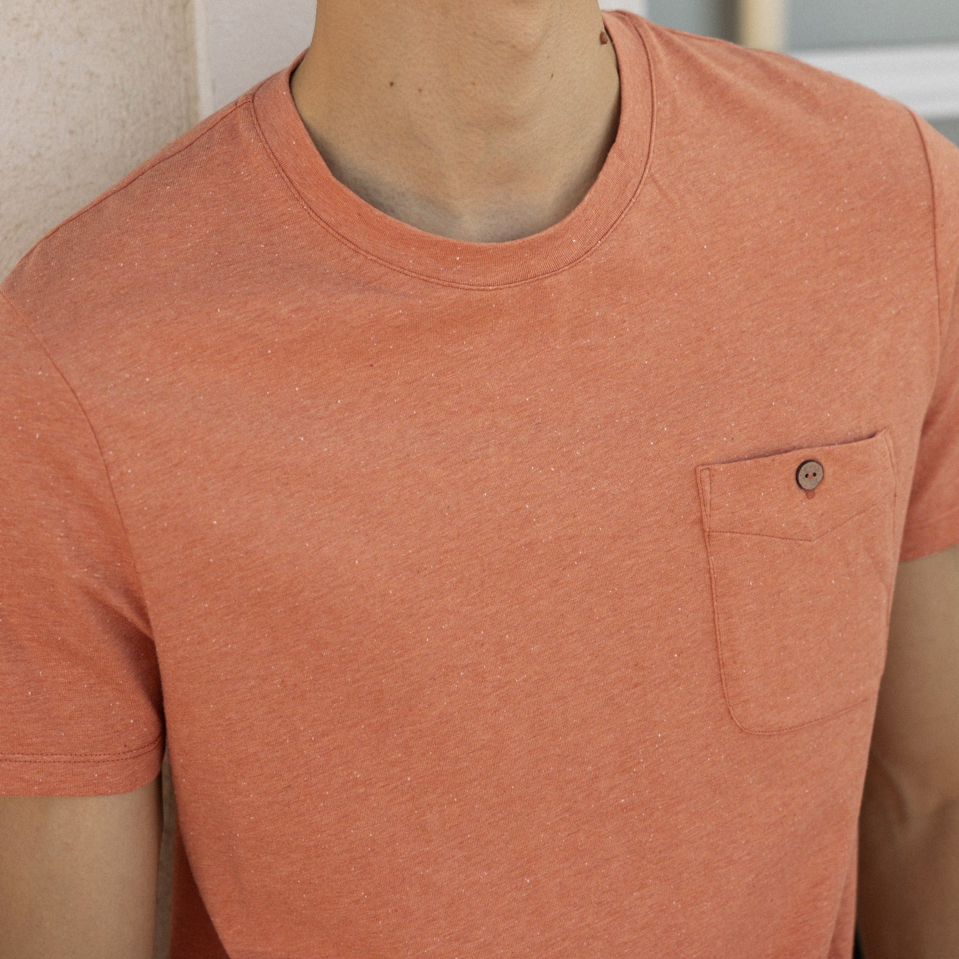 T-shirt orange chiné coton et coton recyclé - modèle olonne
