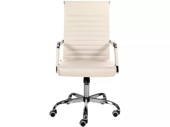 Chaise de bureau - Similicuir & Métal chromé - Crème - Amadora