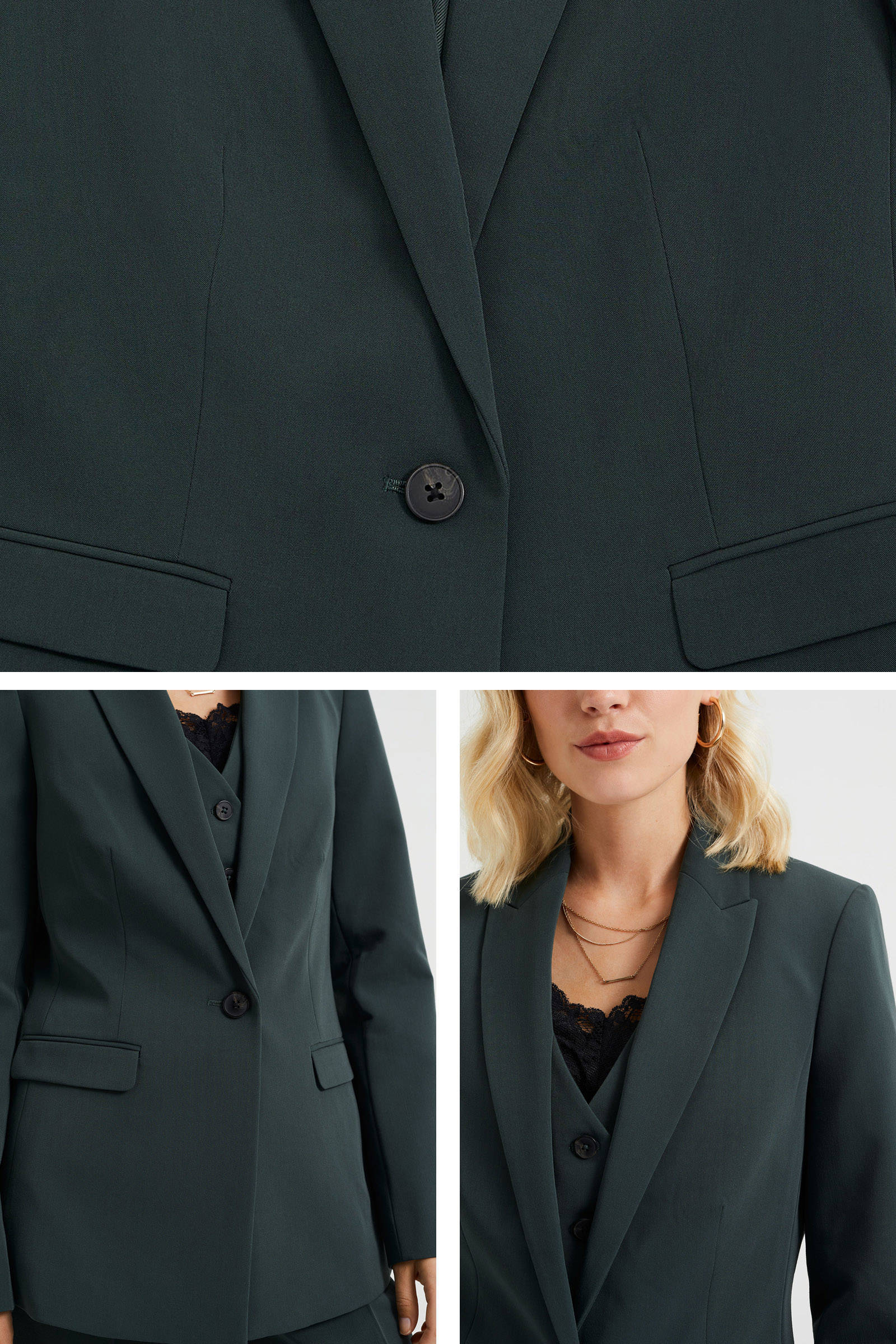 WE Fashion getailleerde blazer donkergroen