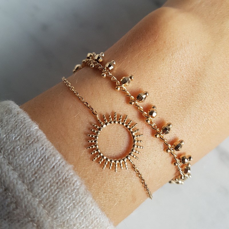 Bracelet Fin Plaqué Or Mode Tendance Soleil