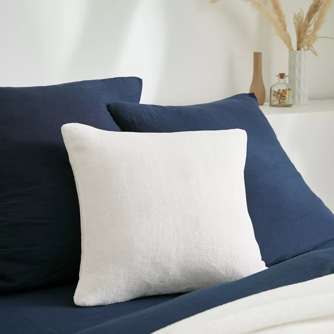 Housse de coussin carrée flanelle (45 x 45 cm) Didou Ivoire