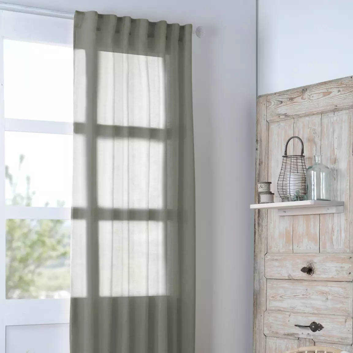 Voilage galon fronceur (140 x 260 cm) Madrid Vert kaki
