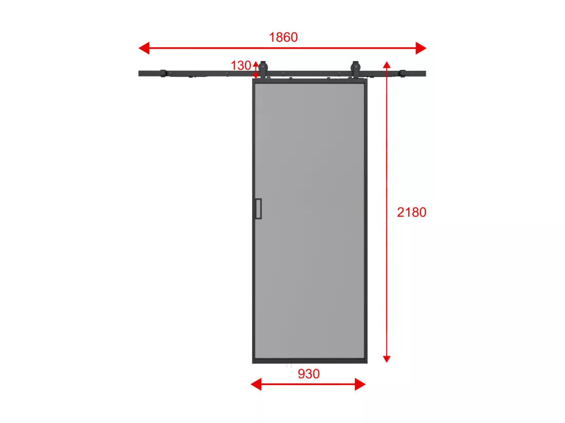 Porte coulissante avec système en applique - aluminium et verre trempé fumé - H205 x L93 cm - LINCI II