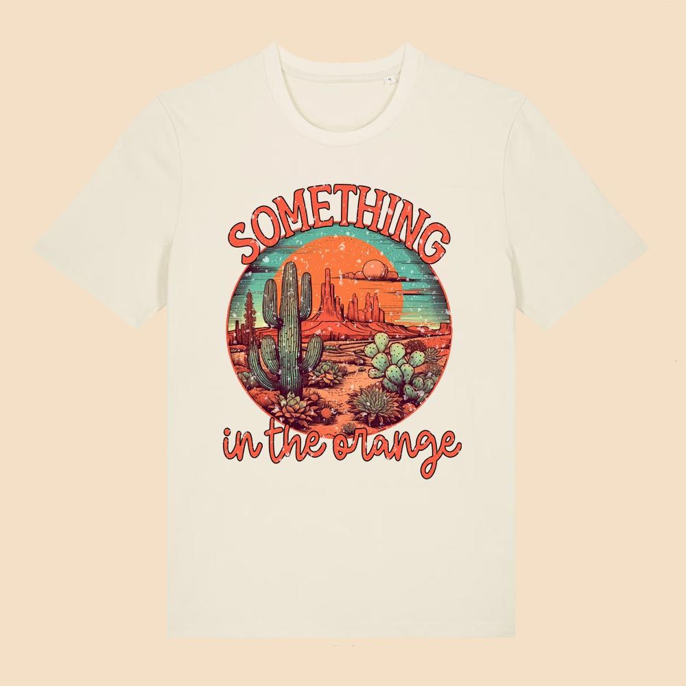 Moonrise Ladies offwhite western tees something in the orange