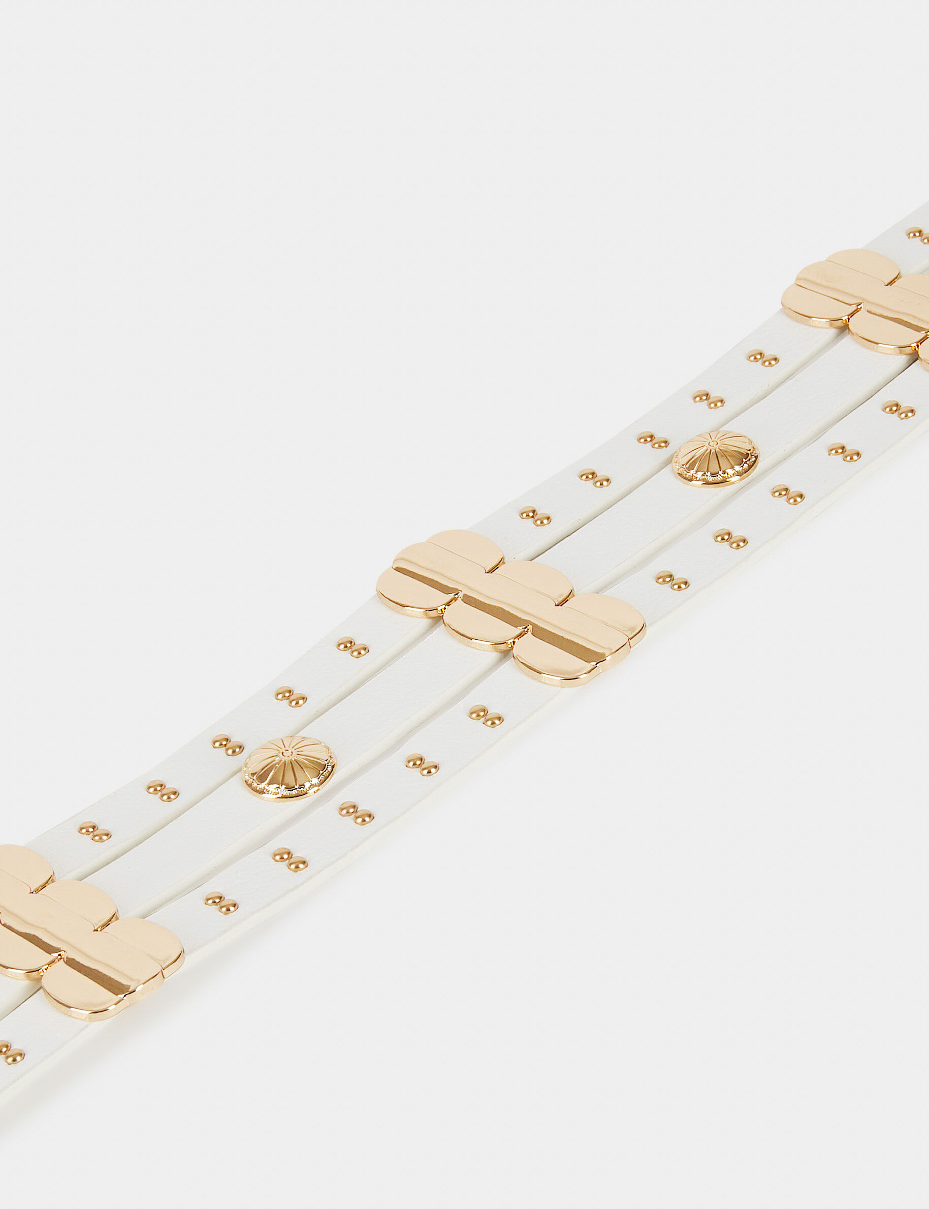 Ceinture élastiquée avec clous blanc femme - blanc