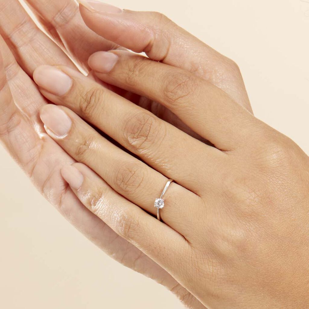Bague Solitaire Abriel Or Blanc Oxyde De Zirconium
