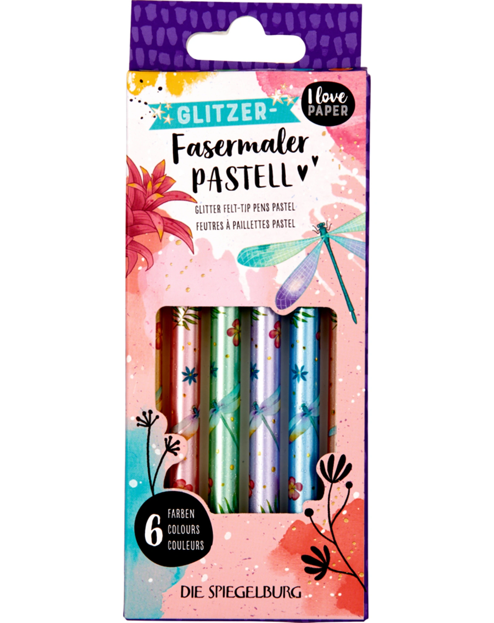 Glitzer-Fasermaler I LOVE PAPER in pastell