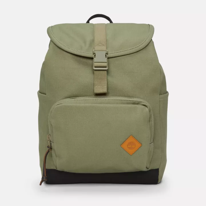 Sac à dos en toile et cuir pour femme en vert