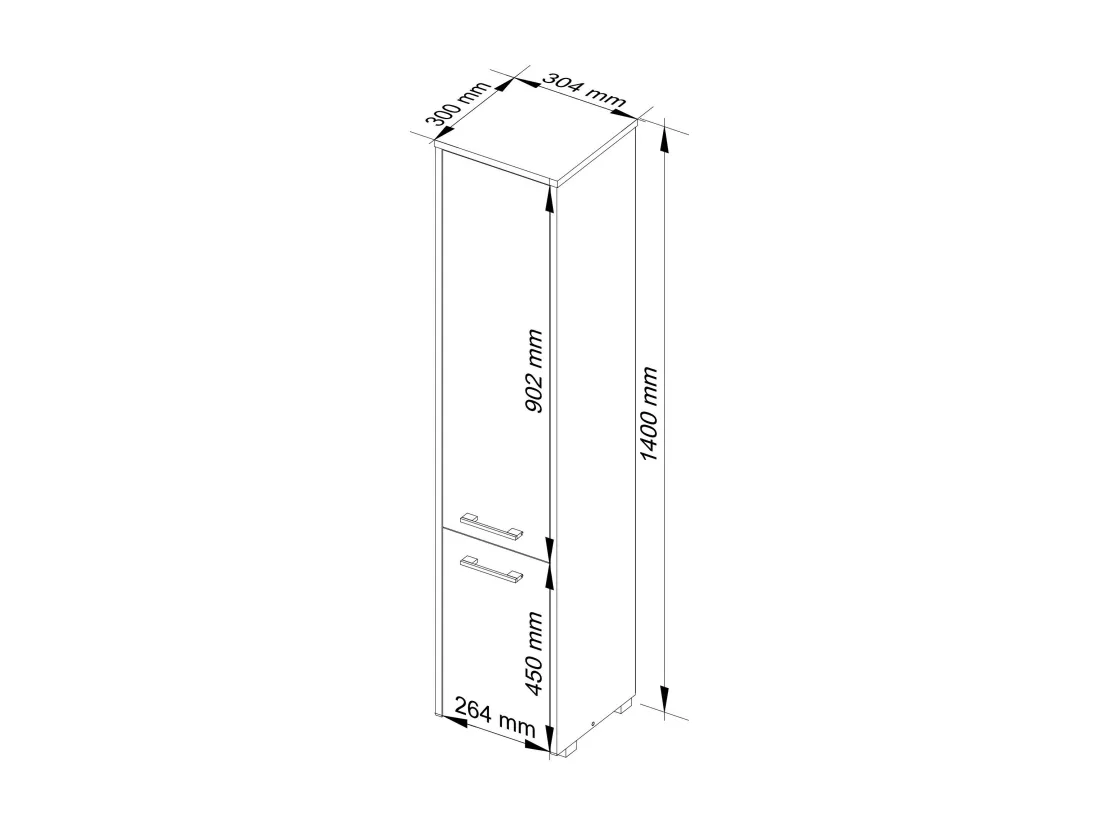 Colonne salle de bains AKORD FIN Blanche 30 cm 2 portes façade Blanche 5 étagères 30x30x140 cm
