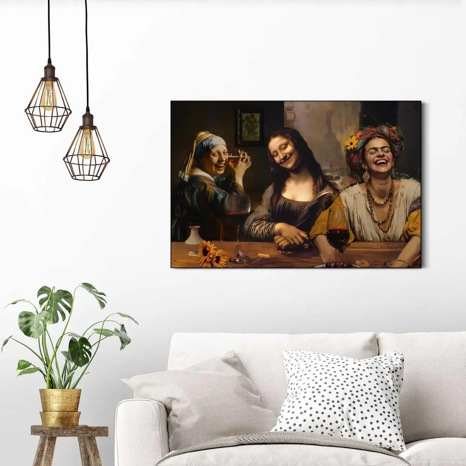 Schilderij Girls Night Out - 60x90cm - Bruin