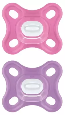 Comfort Sucettes en Silicone 0 Mois - Couleur : Rose - 2 Sucettes + et une Boîte de Stérilisation
