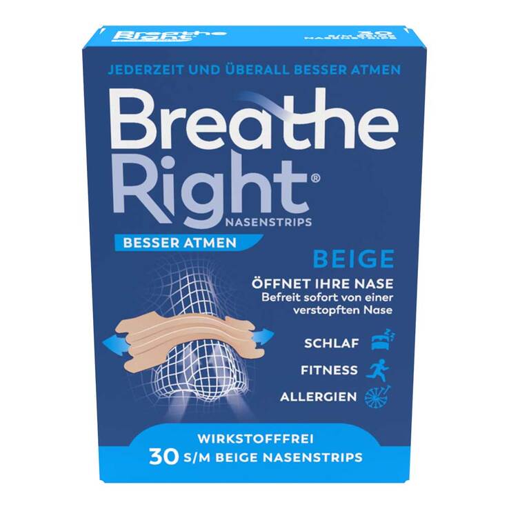 Besser Atmen Breathe Right® Nasenpflaster normal beige, 30 St