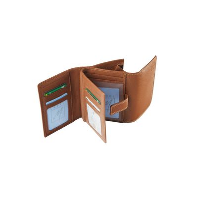 Porte-monnaie fermeture à bouton avec 4 poches fenêtres Dakota - cognac - label M