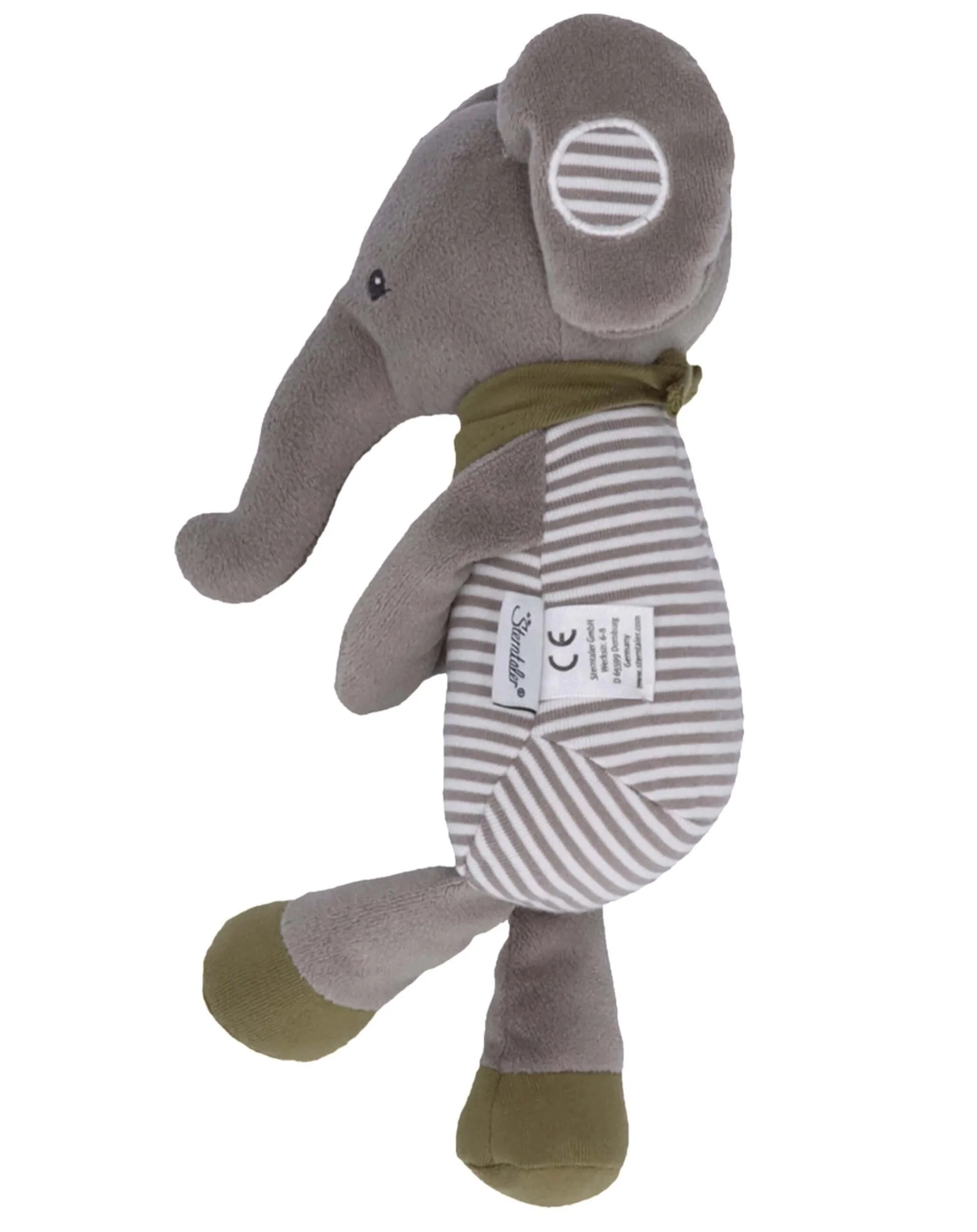 Kuscheltier EDDY ELEFANT (24cm) mit Rassel in grau