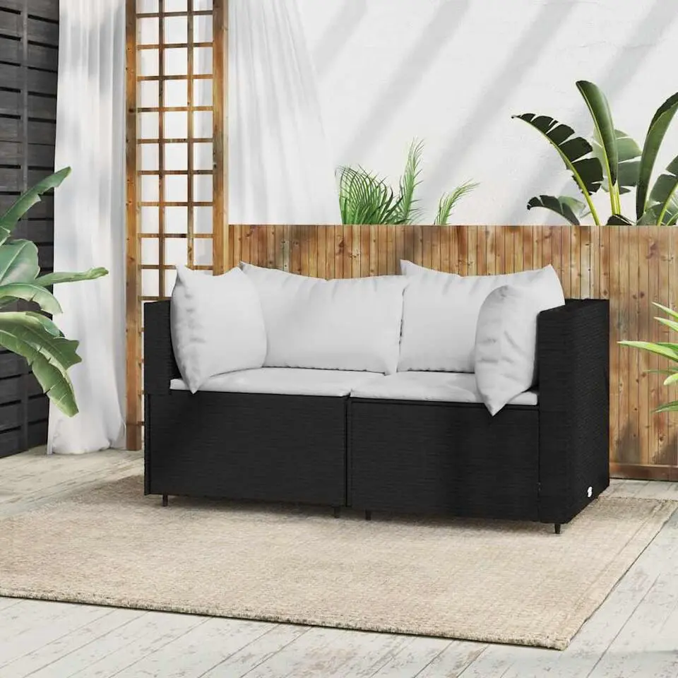 vidaXL - Hoekbank - Zwart - Poly rattan
