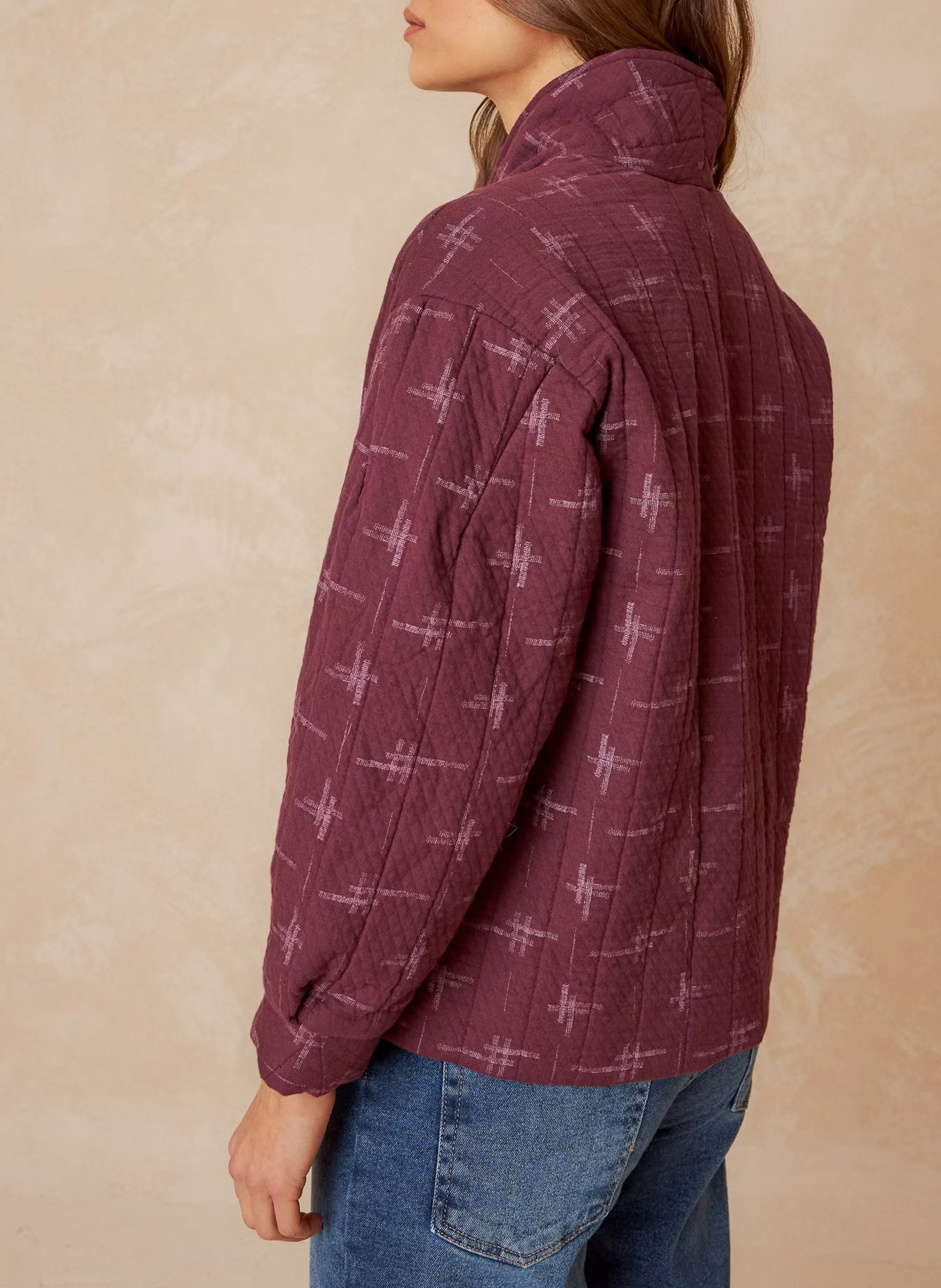 Veste col kimono en coton bio | Violet