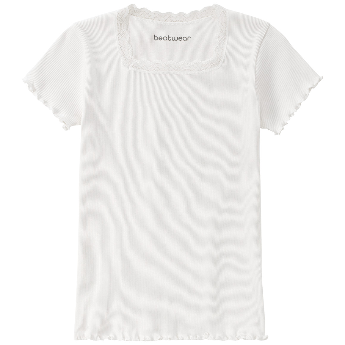 Beatwear Mädchen T-Shirt mit Spitze weiss