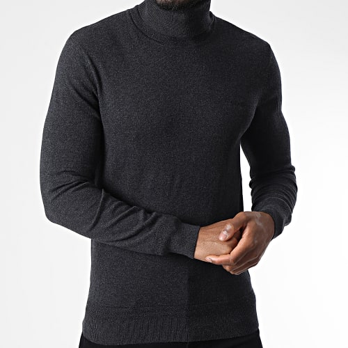 Pull Col Roulé PLBEAL4 Gris Anthracite Chiné