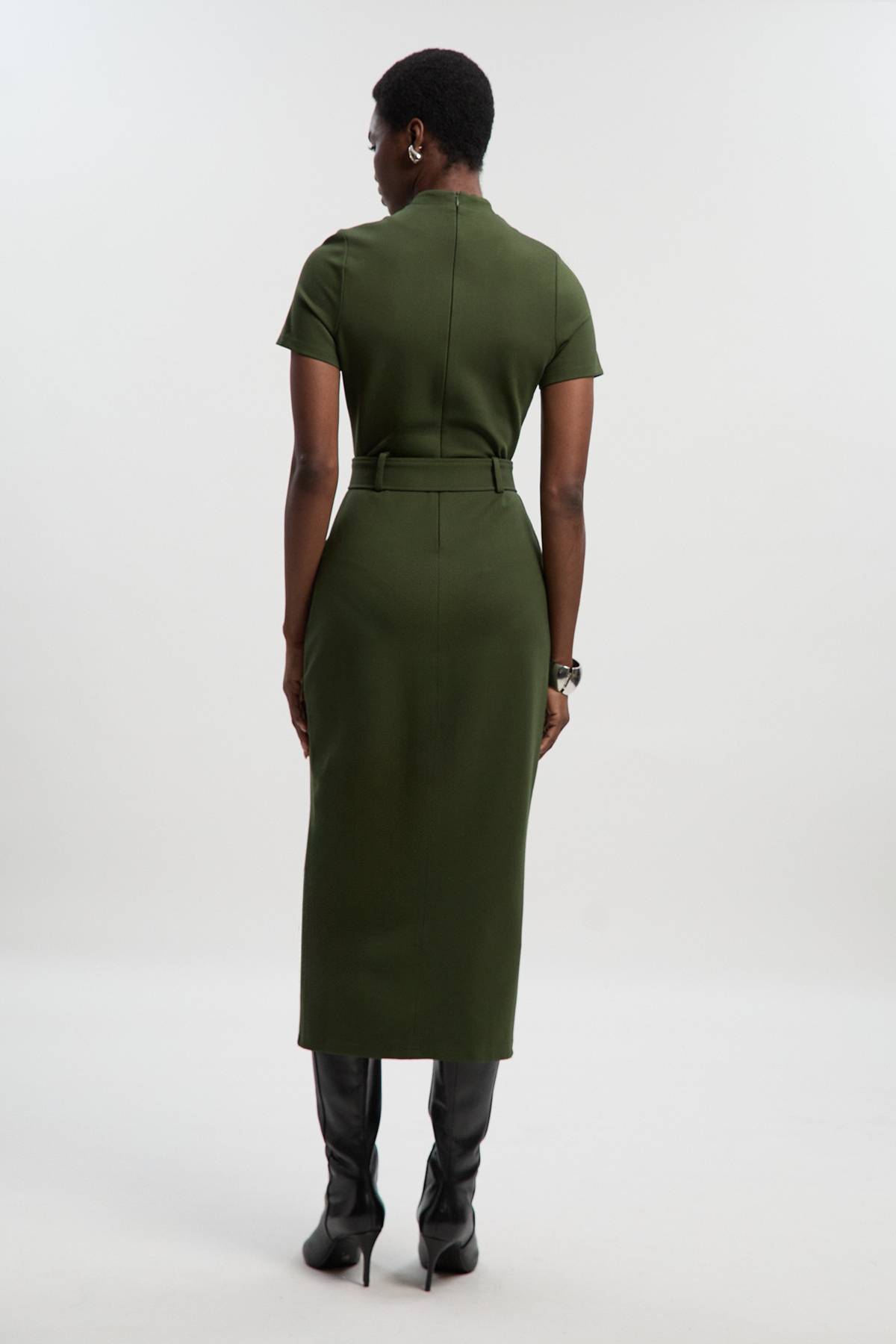 KarenMillen Robe Midi en Ponte avec Ceinture
