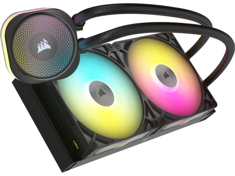 Corsair Wasserkühlung ICUE Link Titan 280 RX RGB Schwarz CPU-Flüssigkeitskühler mit RX140 RGB-Lüftern
