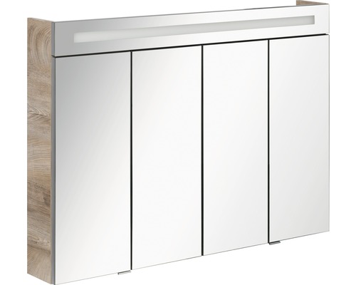 FACKELMANN spiegelkast 110 x 16,5 x 78,5 cm eiken 4-deurs LED IP 20