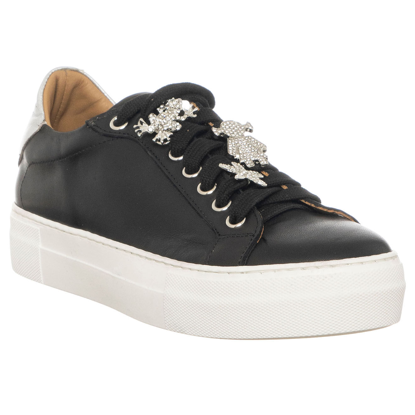 Loretta Pettinari Sneakers en Cuir Neila noires - Plateforme 3.5 cm