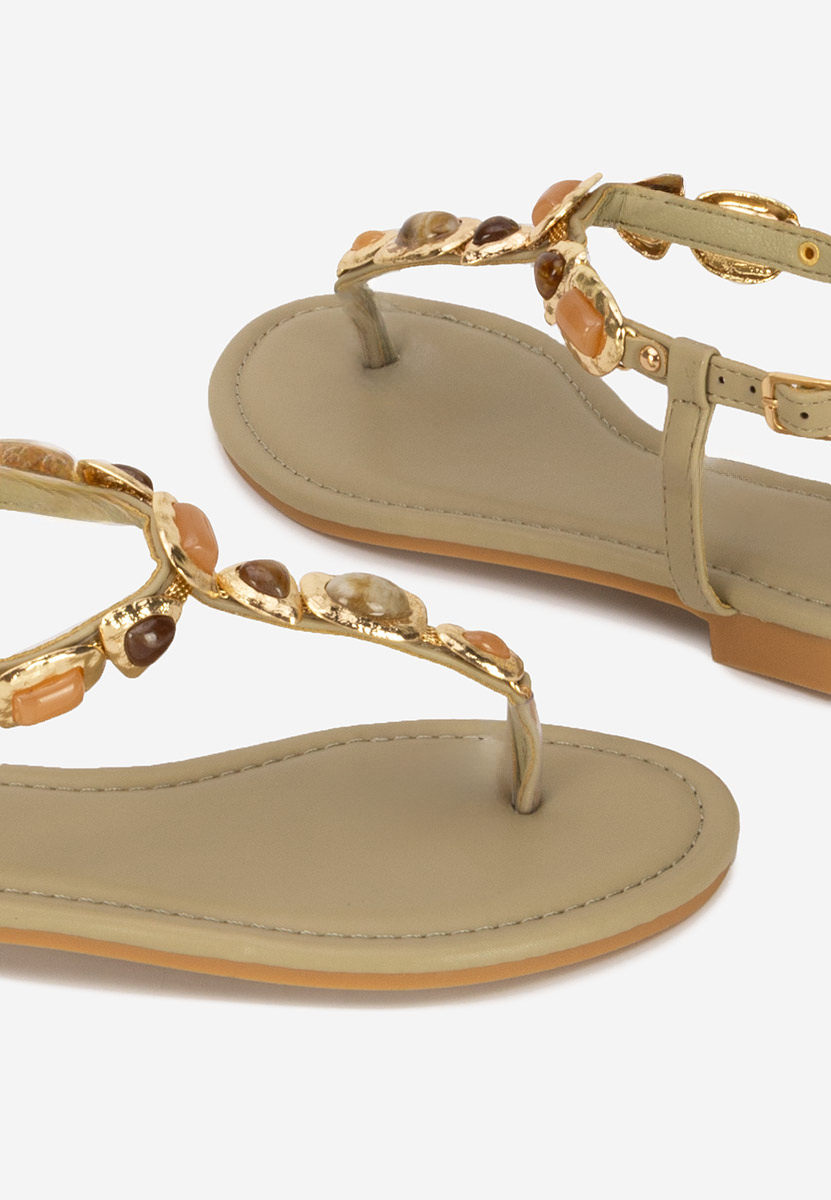 Sandales avec strass sans talon vert Darria