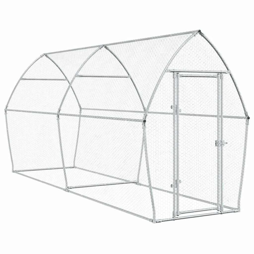 Gaiola para galinhas vidaXL, aço galvanizado prateado, 200x105x182 cm