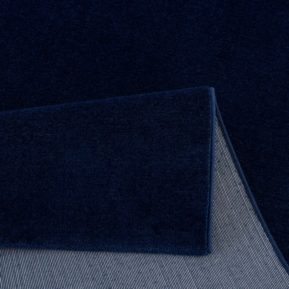 Uni Effen Laagpolig Vloerkleed Modern Donker Blauw Navy - 140x200 CM