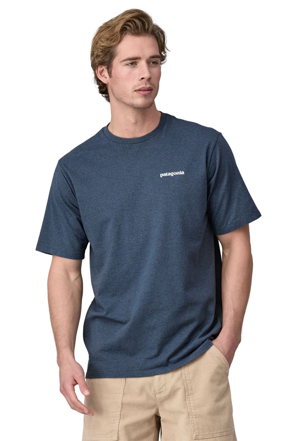 Patagonia T-Shirt M's P-6 Logo Responsibili-Tee Utility Blue
