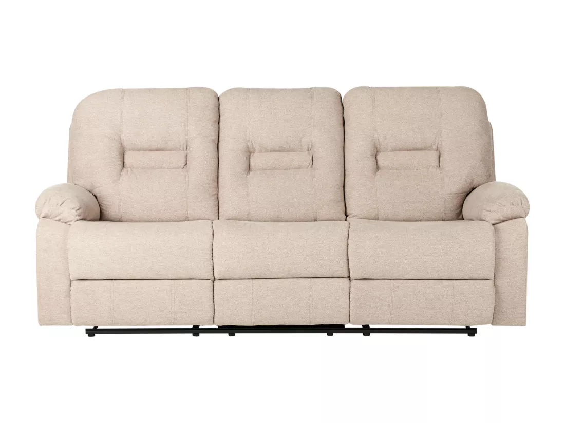 Canapé inclinable manuellement 3 places en tissu beige BERGEN