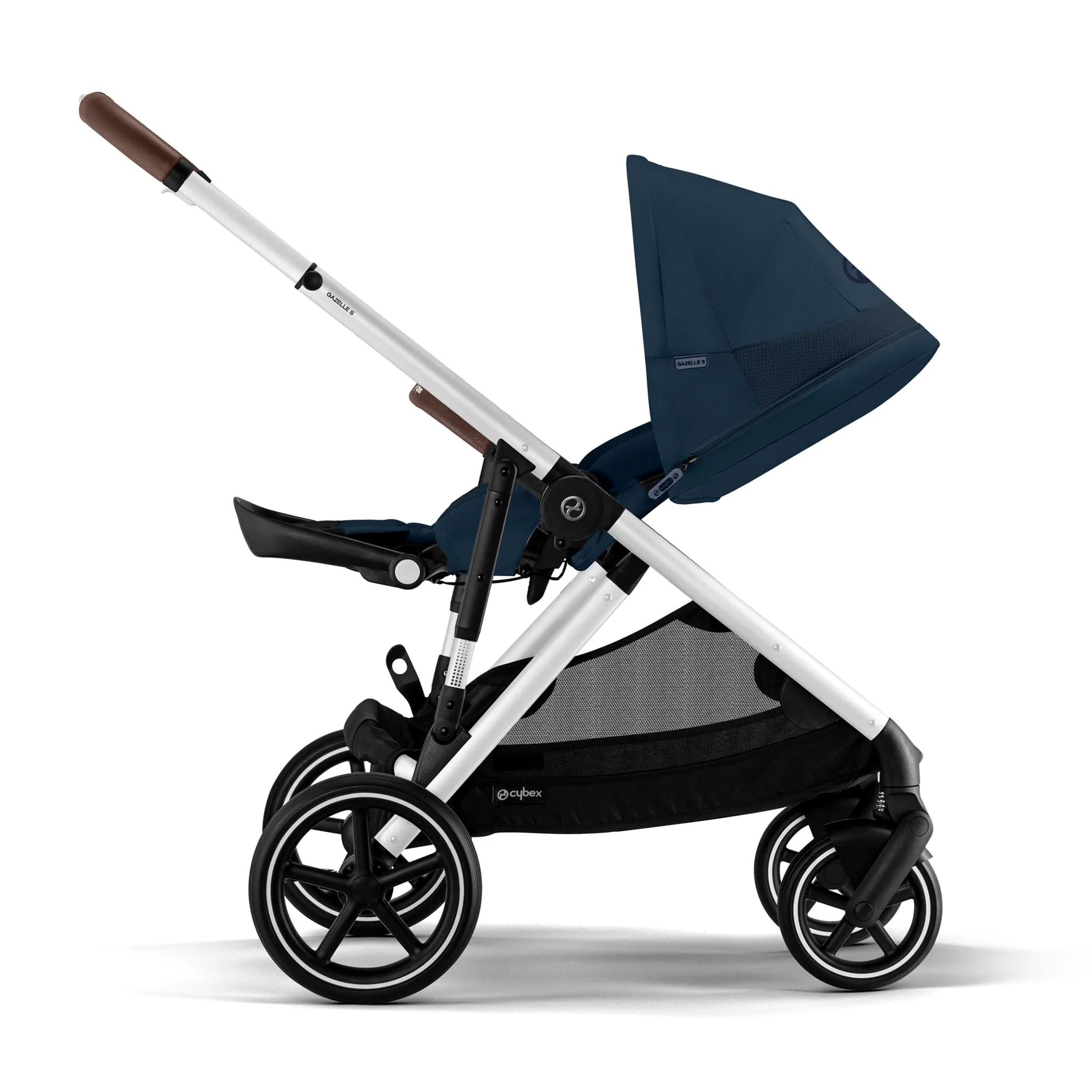Cybex Poussette Gazelle S 2 – Châssis couleur argent avec siège Bleu Océan