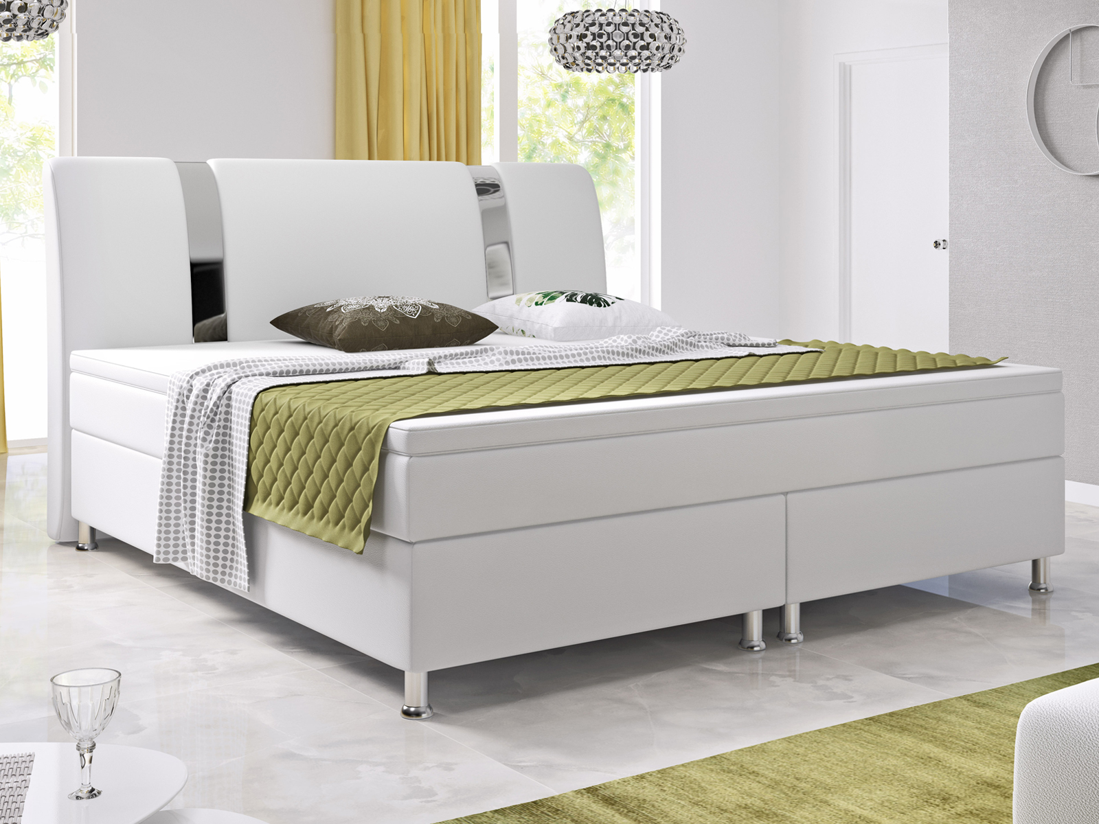 Boxspringbett - weiß - Kunstleder - mit Topper - H3 - 180x200 cm